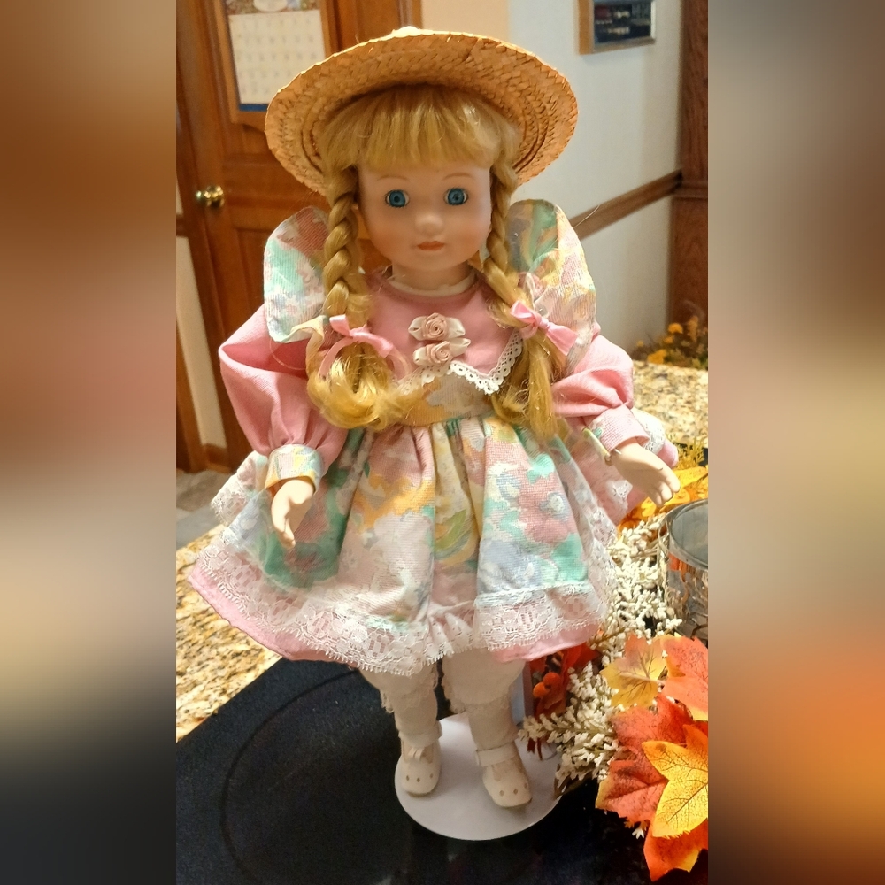 Charming Pink and White Doll with Hat